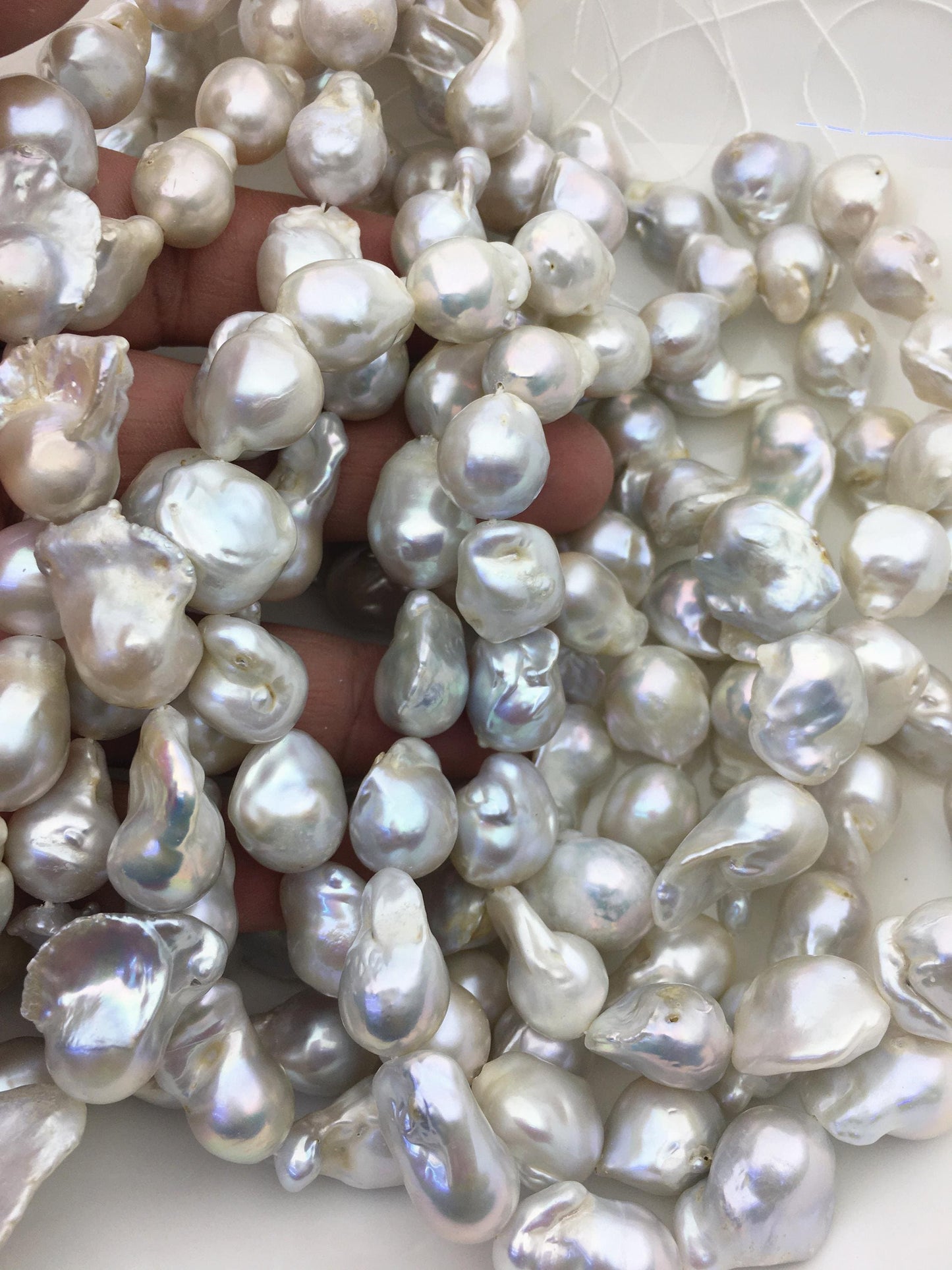 15.5'' A+ 12-14mm white flame ball pearl,FL15-2A-5-20