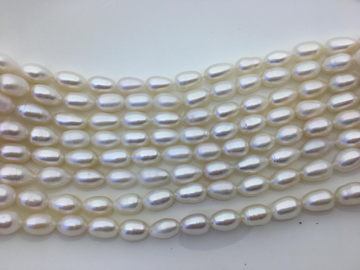 AAA- 7.3-8mm x 10-12mm Cultured White Freshwater Rice Pearls beads,drop pearl necklace,diy pearl beads,gift for her,LR8-2A-2