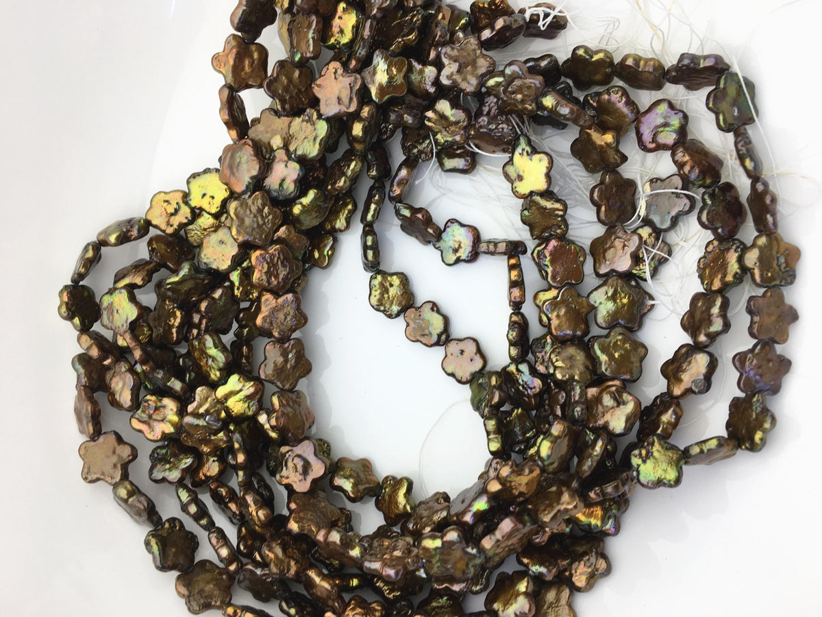 AA 10-12mm brown plum blossom Freshwater Pearl,ZS-119-22