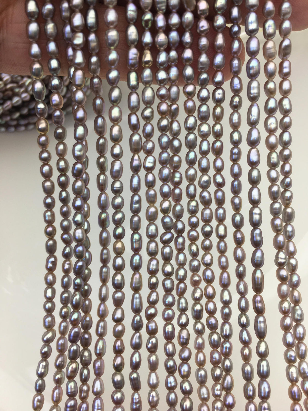 AAA 2.8-3x4-5mm gray purple rice pearls,oval loose pearl beads,diy pearl,genuine pearl,Cultured pearl,diy pearl beads,LR2-3A-20