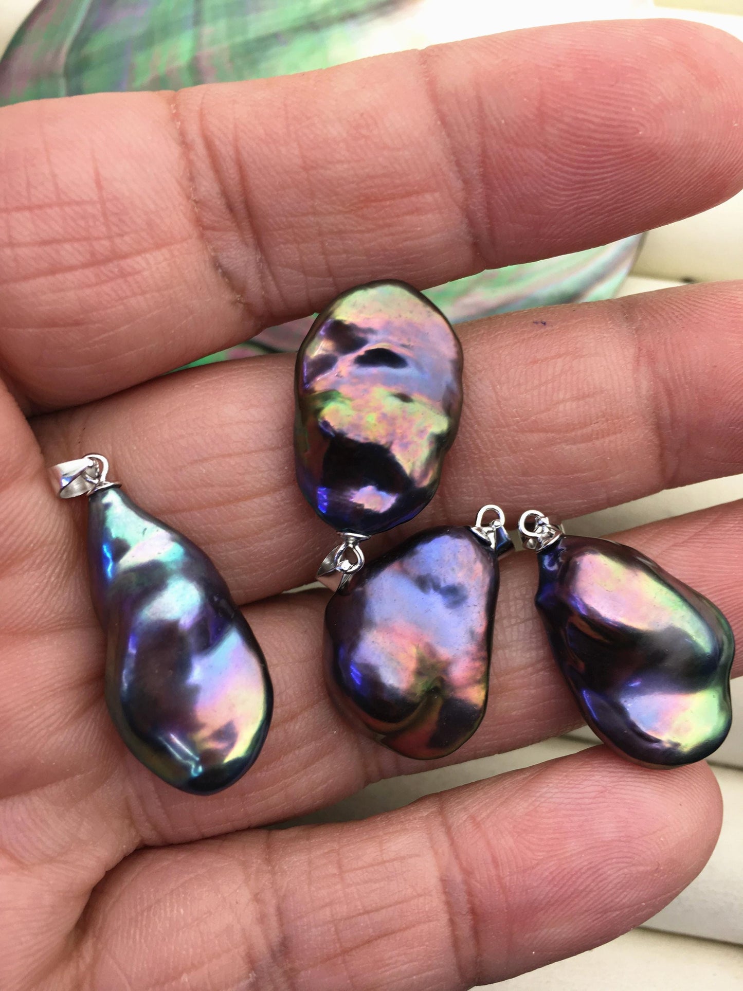 1pc AAA 13-16mm Black Rainbow Baroque Coin Baroque pearl pendant,NC1-T16-63