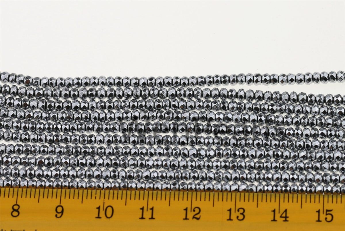 Hematite silver Gray,2x3mm Rondelle Beads,AAA, 200pcs,15.5 inches,G50-B23-002