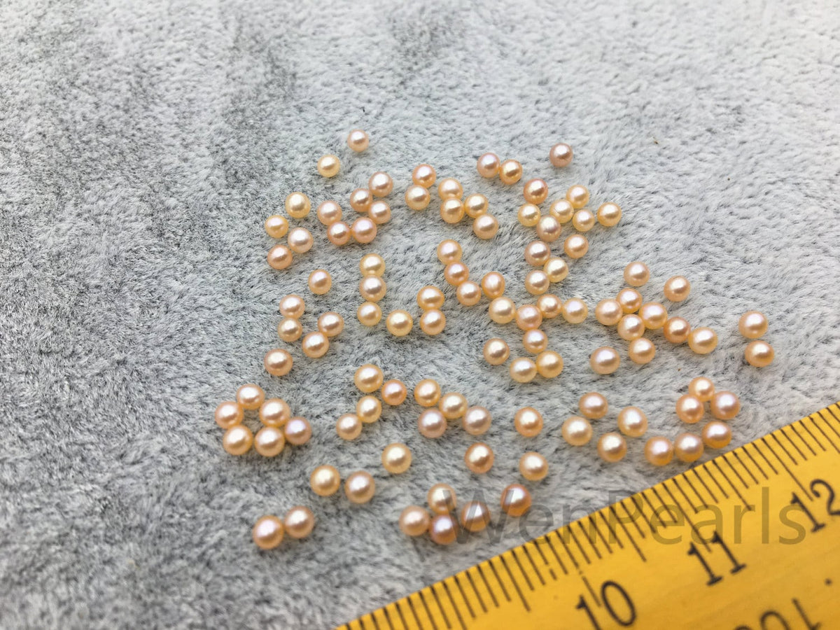 AAA 2-2.3mm pink round seed freshwater pearls,half hole,tiny pearl supply,good quality,no hole,through hole,RP2-3A-10
