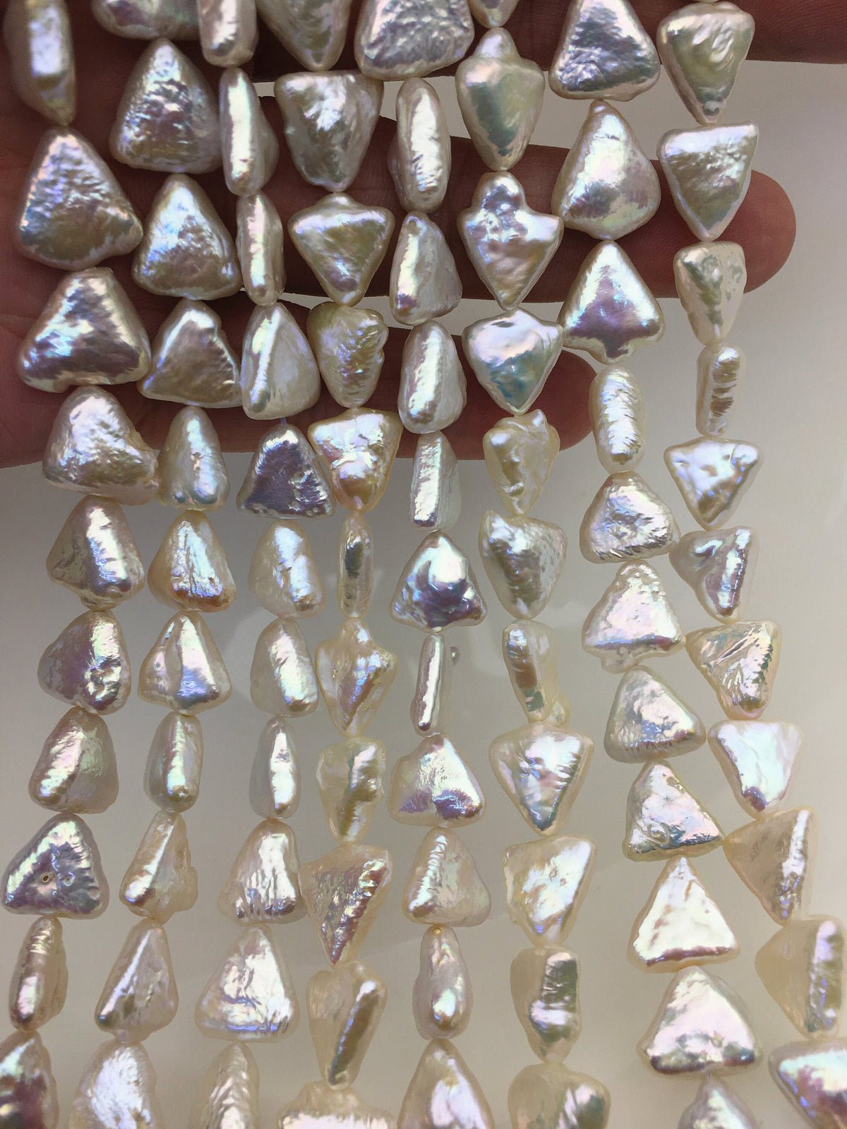 AAA 11-13mm White Thick Triangle Shape Freshwater Pearl,ZS-103-6