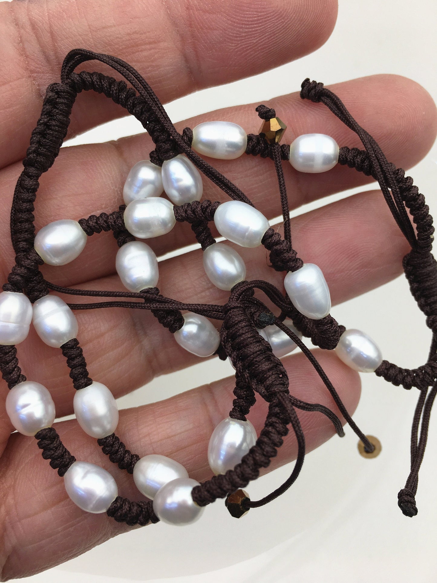 1pc AA+ 5-6mm rice pearl thread bracelet,adjust length,pearl bracelet, knotted freshwater pearl bracelet,Pearls Bracelet,B8-T6-9