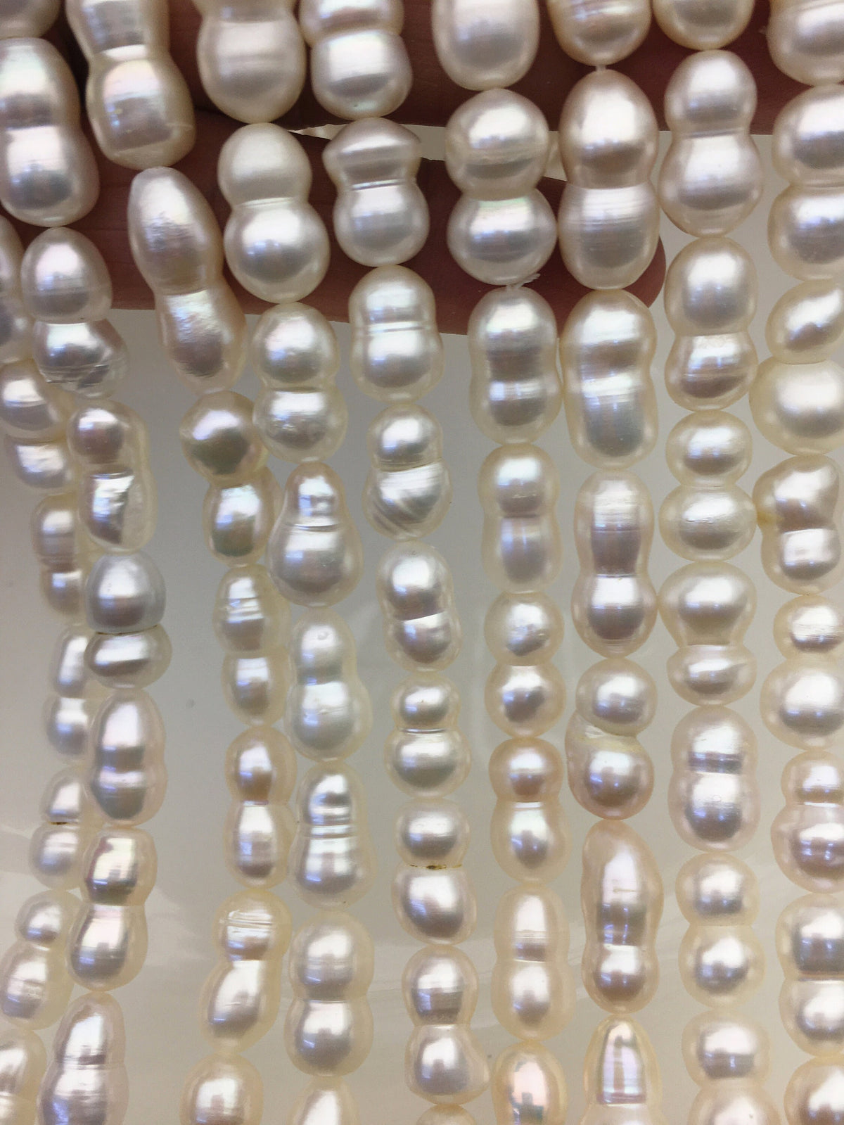AAA 8-10mm White Gourd baroque pearls strand-white pearl,Grade White Baroque Gourd,DIY,high luster,ZS-114-15
