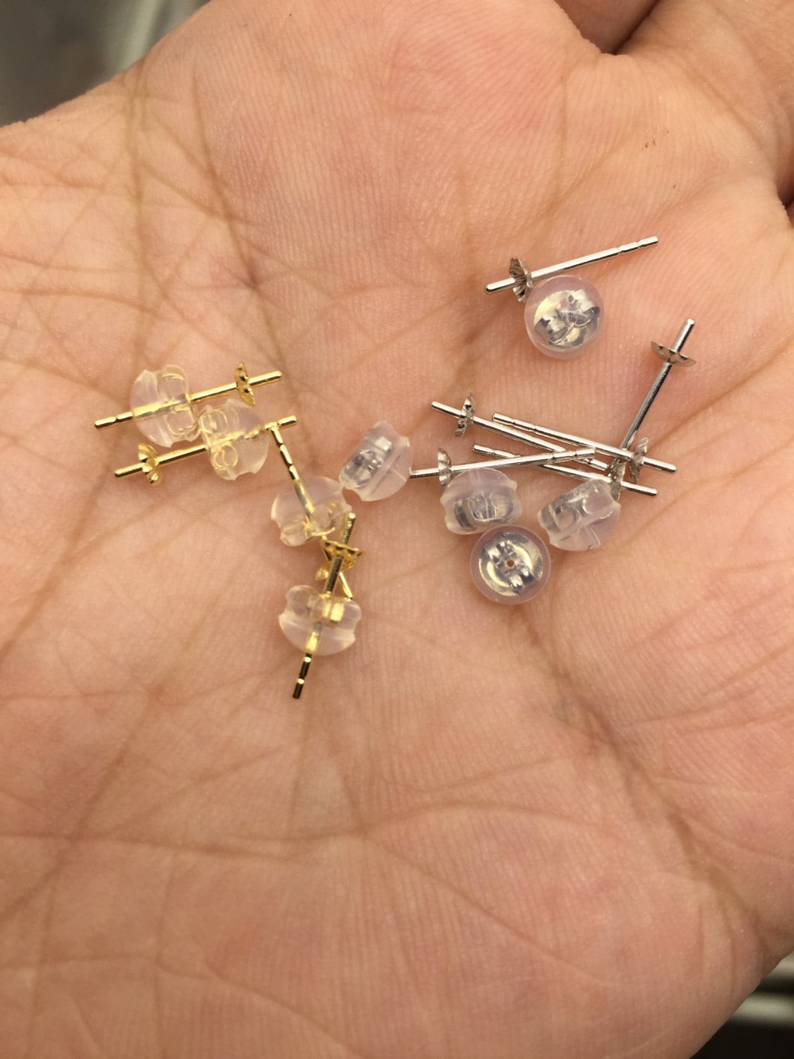 18k white gold stud, 18k yellow gold stud, post for stud earrings,DIY,wholesale,ASG-ER-002