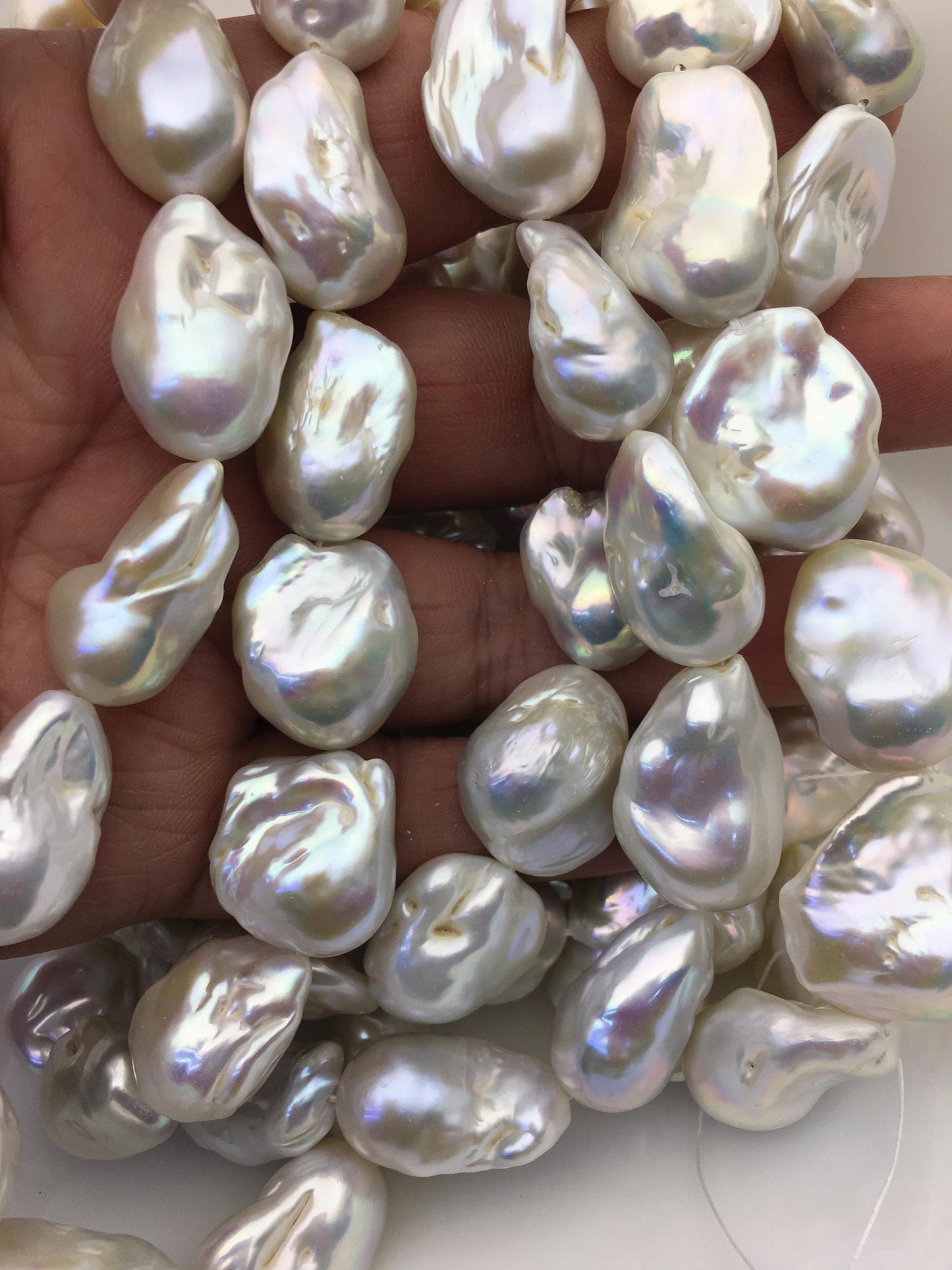 15.5'' AA 15-17mm Big white flame ball pearl,FL15-2A-5-17