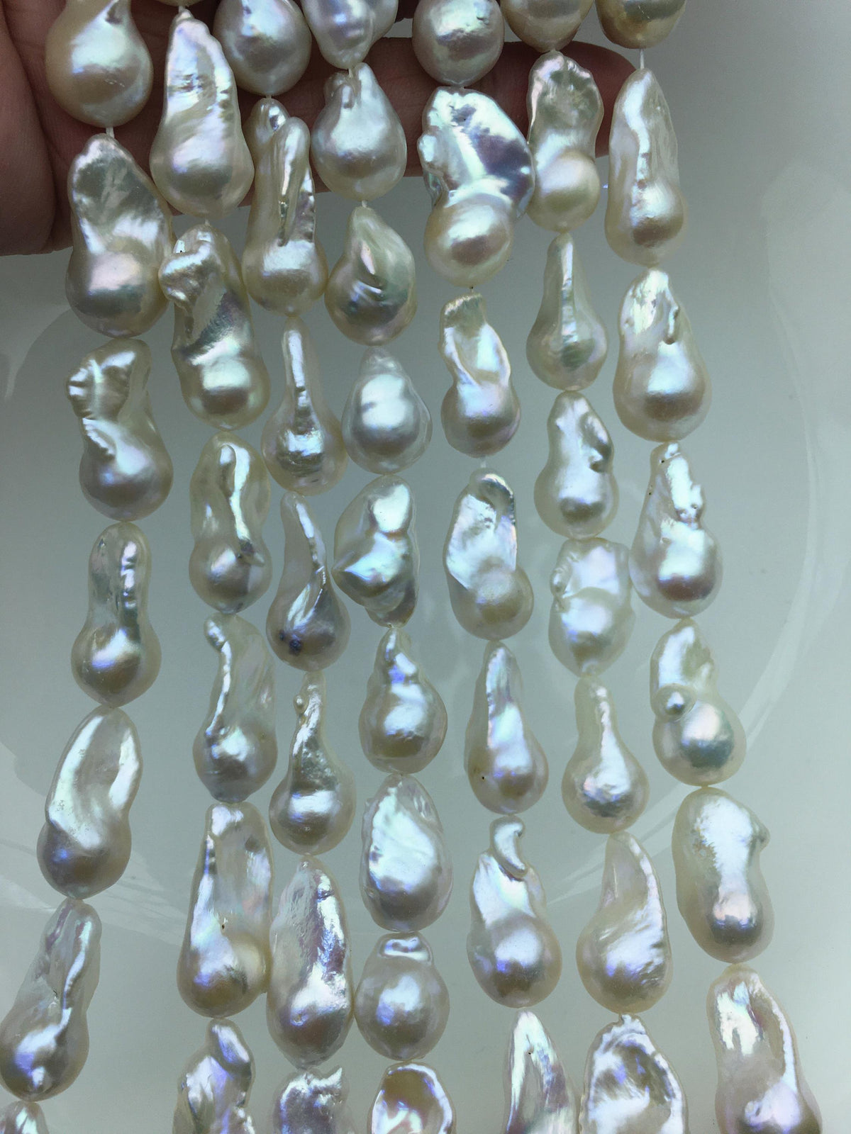 15.5'' AAA 11-14mm White flame ball pearl,FL15-3A-7-33