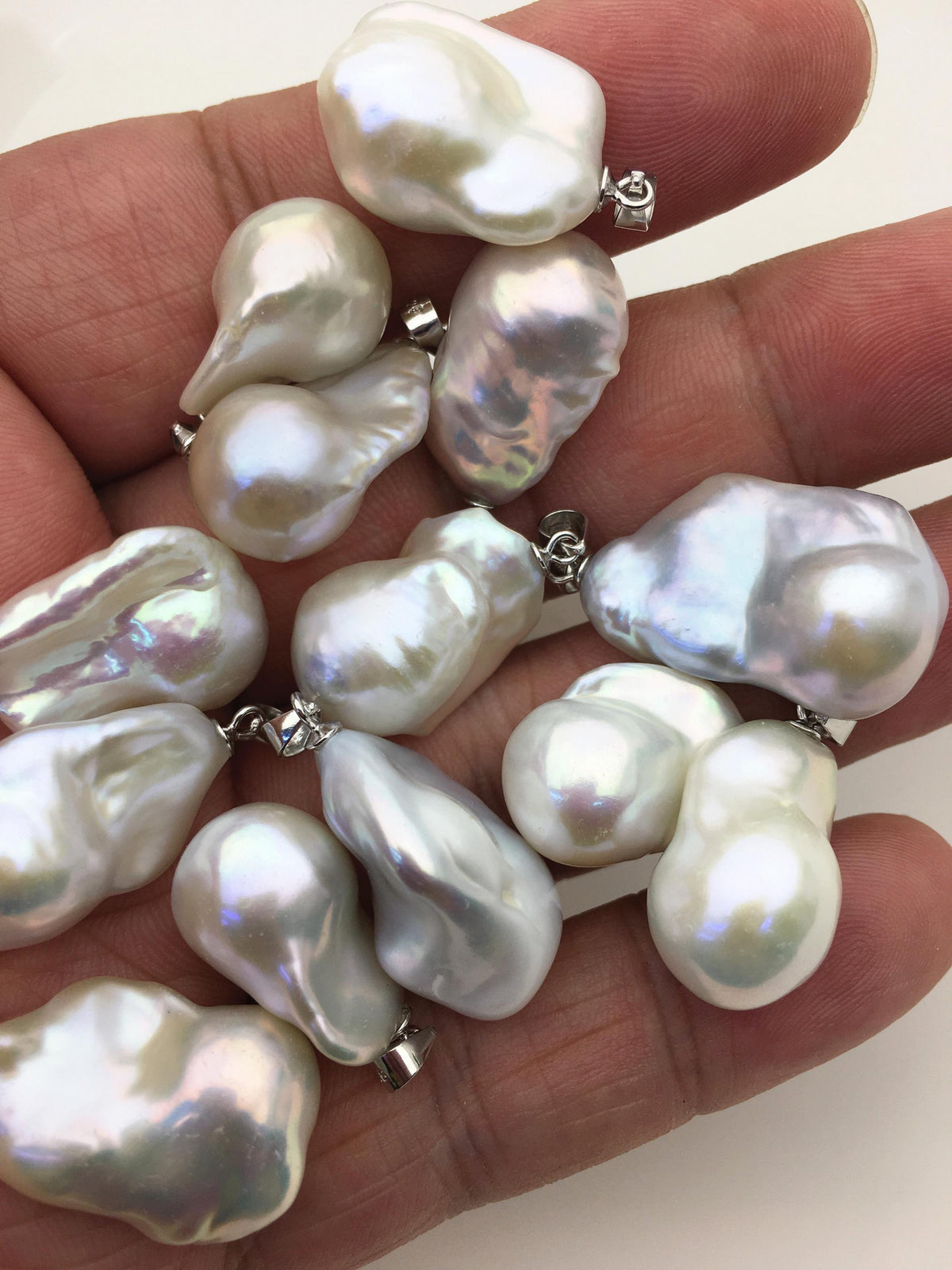 20% OFF 3pcs AAA 12-16mm White baroque pearl pendant necklace,S925 Sterling silver pendant,NC1-041-5