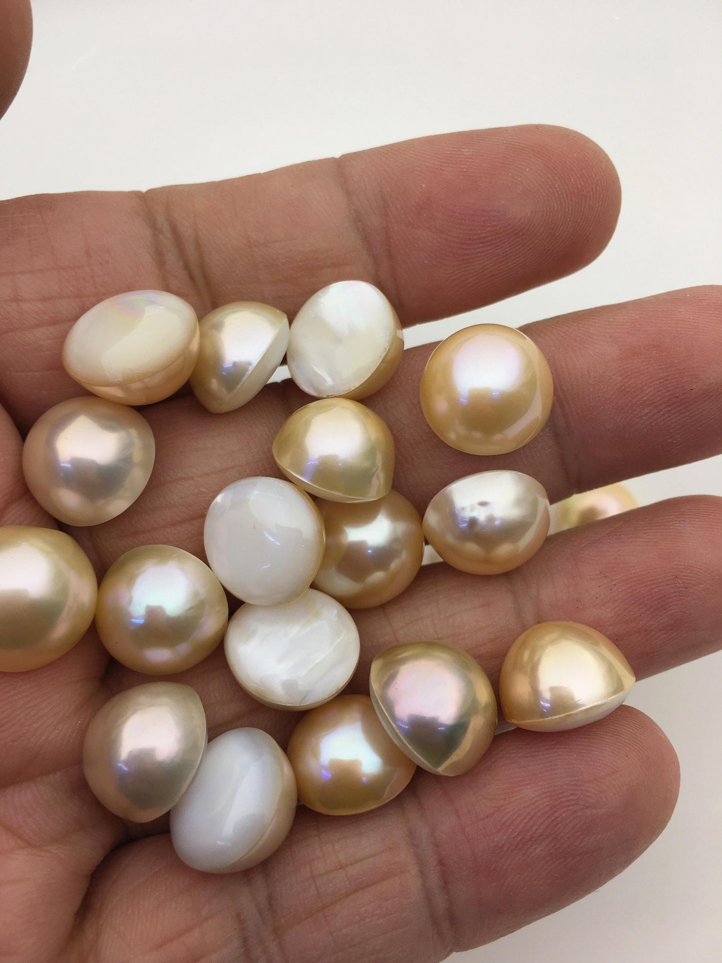 14pcs AAA 12-13mm Baroque Mabe Natural Light Orange Rainbow Freshwater Pearls,no hole,MB-T51