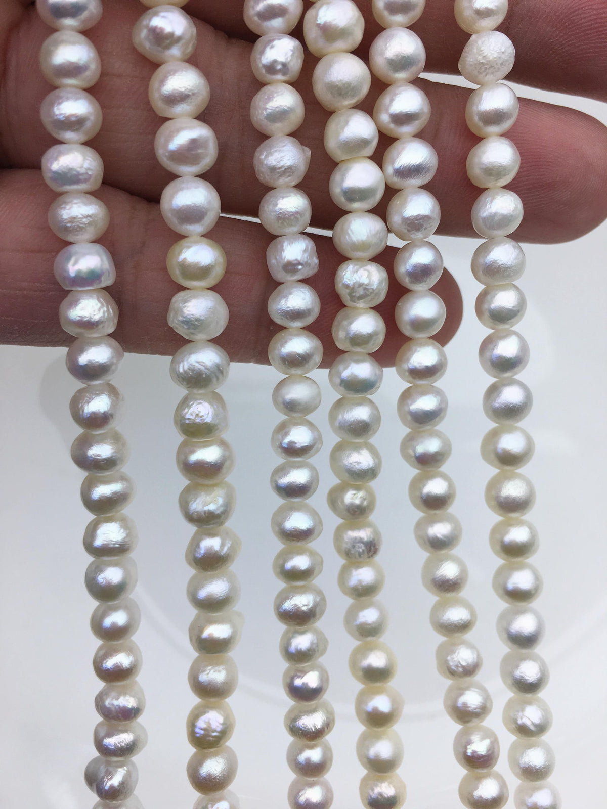 AA+ 5.5-6.5mm Thick Skin white button pearls,Rondelle pearl Beads,loose strands,SM6-T12
