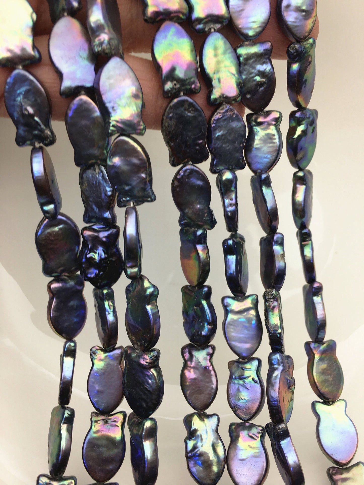 AA 10-12mm Blue Black Fish Shape Freshwater Pearls ,ZS-119-36
