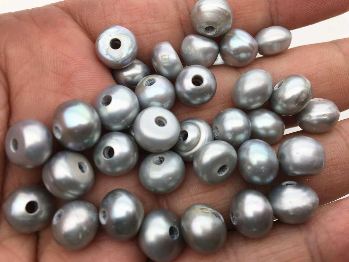 30pcs AA+ 10-11mm gray button Round freshwater pearls,2.2mm large hole, Rondelle pearl Beads,loose freshwater pearl,SM10-2A-22