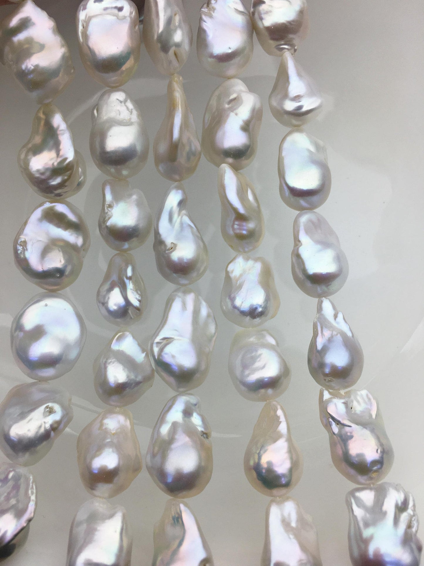15.5'' AAA- 14-18mm Big White flame ball freshwater pearl,FL15-3A-7-21