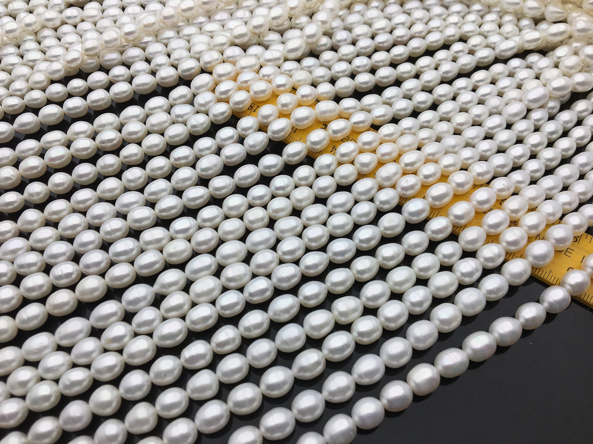 AA+ 8-8.5mm x 9-10mm Cultured White Freshwater Rice Pearls beads,drop pearl necklace,diy pearl beads,gift for her,LR8-2A-6