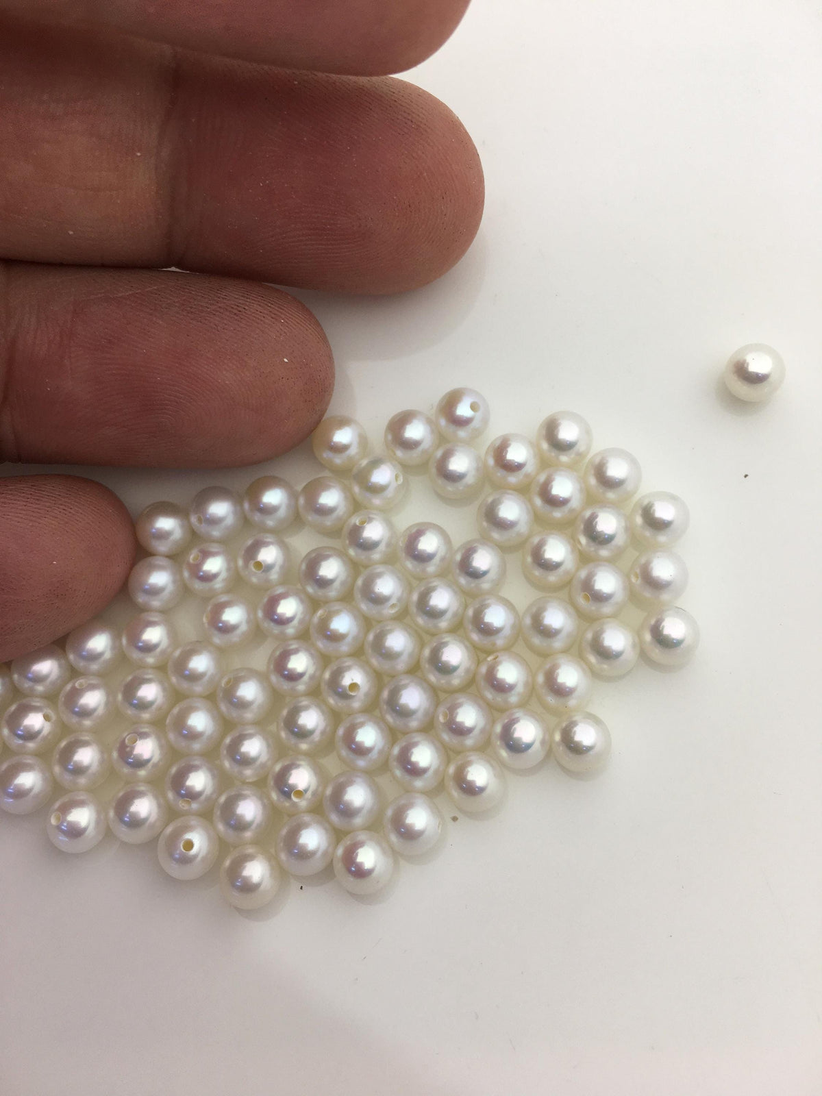 10pcs AAA 5-5.5mm seed round pearl bead,white freshwater round loose pearl wholesale,half hole,RP5-3A-1