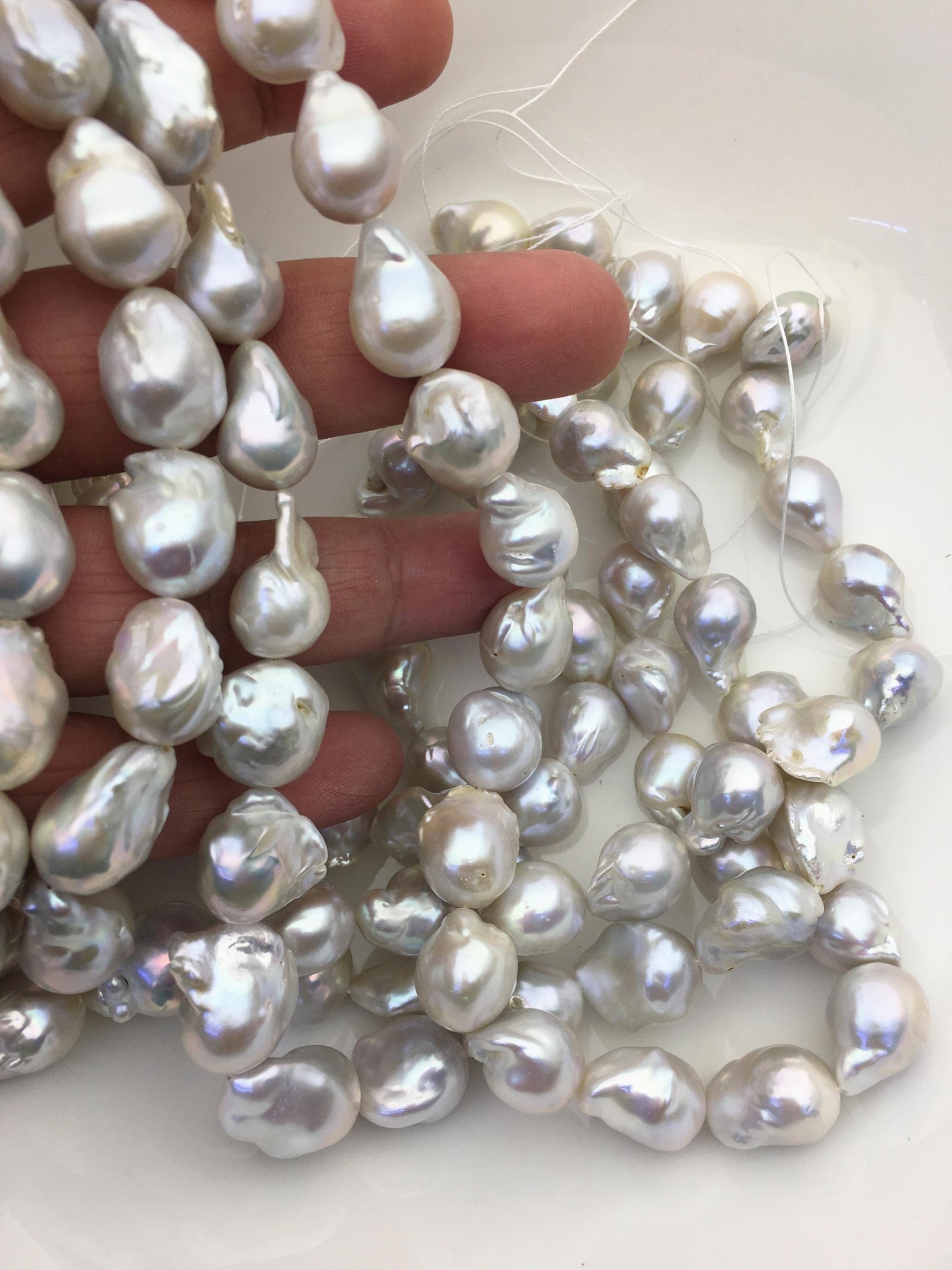 15.5'' AA+ 12-15mm White flame ball pearl,FL15-2A-5-13