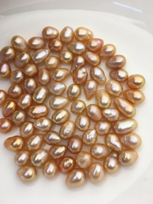 9pcs AAA/AA+ 10-11mm orange long rice Edison Freshwater Pearl,no hole,ED10-3A-2-34