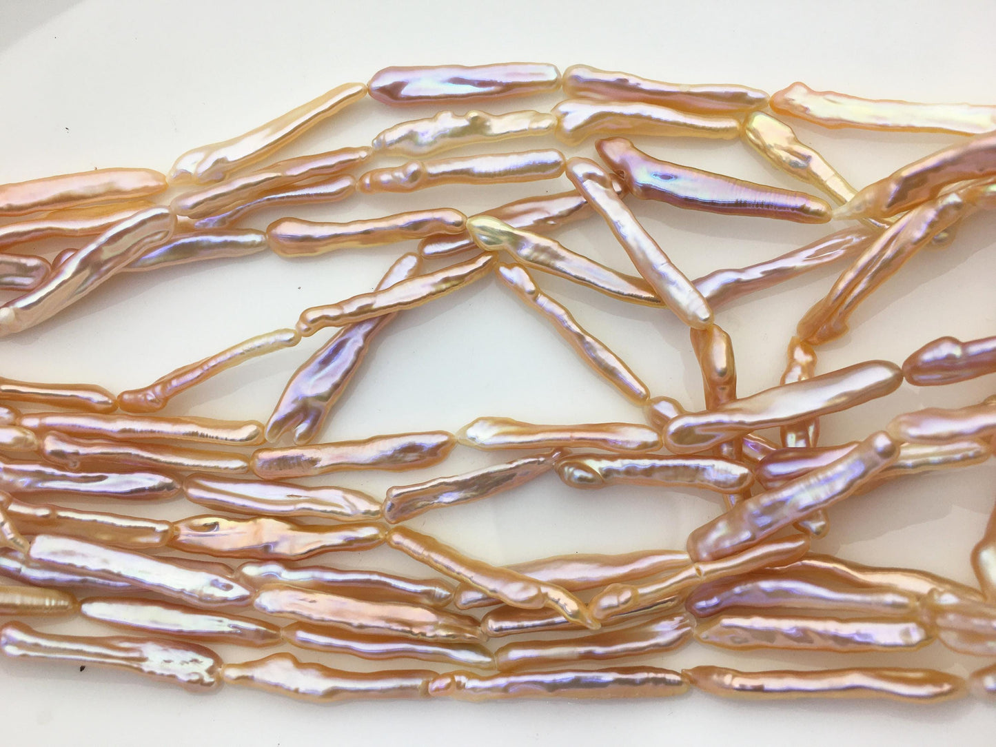 15.5'' AAA 4-6mm natural orange rainbow Toothpick pearls,ZS-80-25-12
