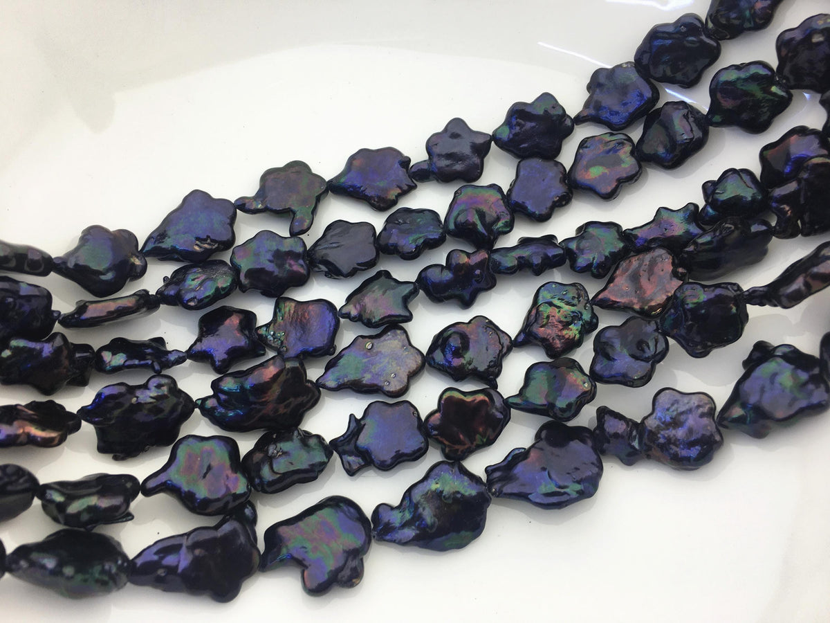 AA 13-15mm deep blue black plum blossom Freshwater Pearl,ZS-119-39