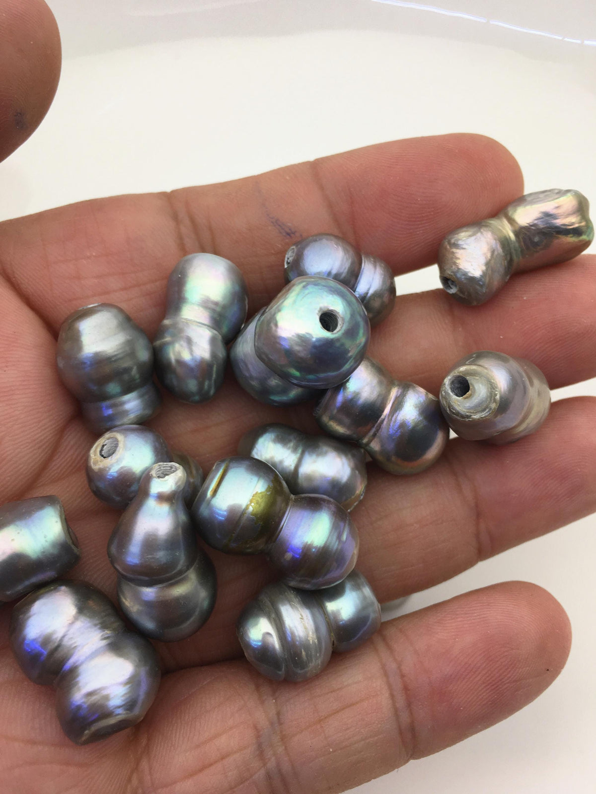 26pcs AA+ 10-14mm gray baroque freshwater pearls, 2.2mm large hole,ZS-T45