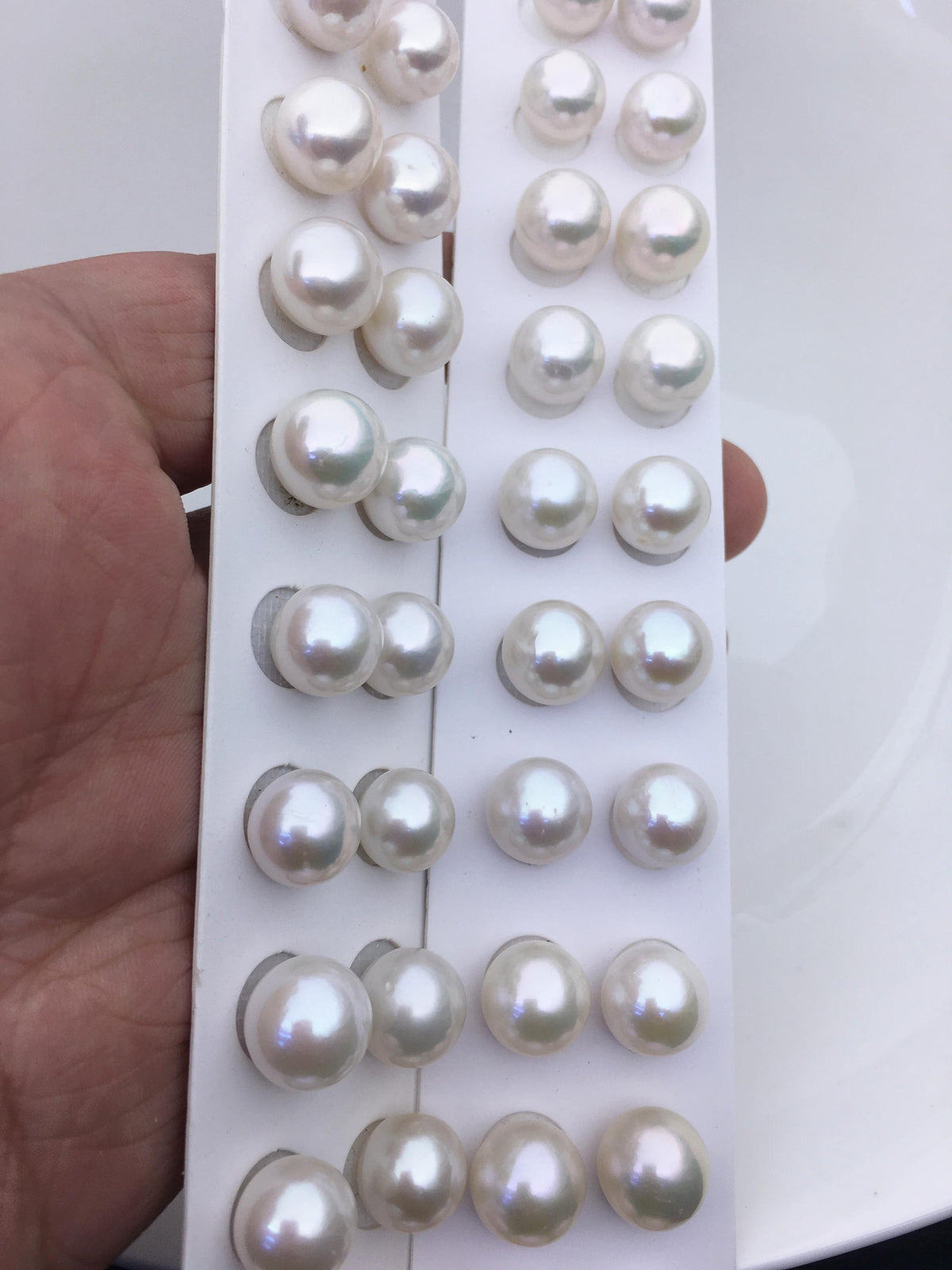 5 pairs AA+ 11-12mm white round freshwater pearl pair,no hole,RP11-3A-8