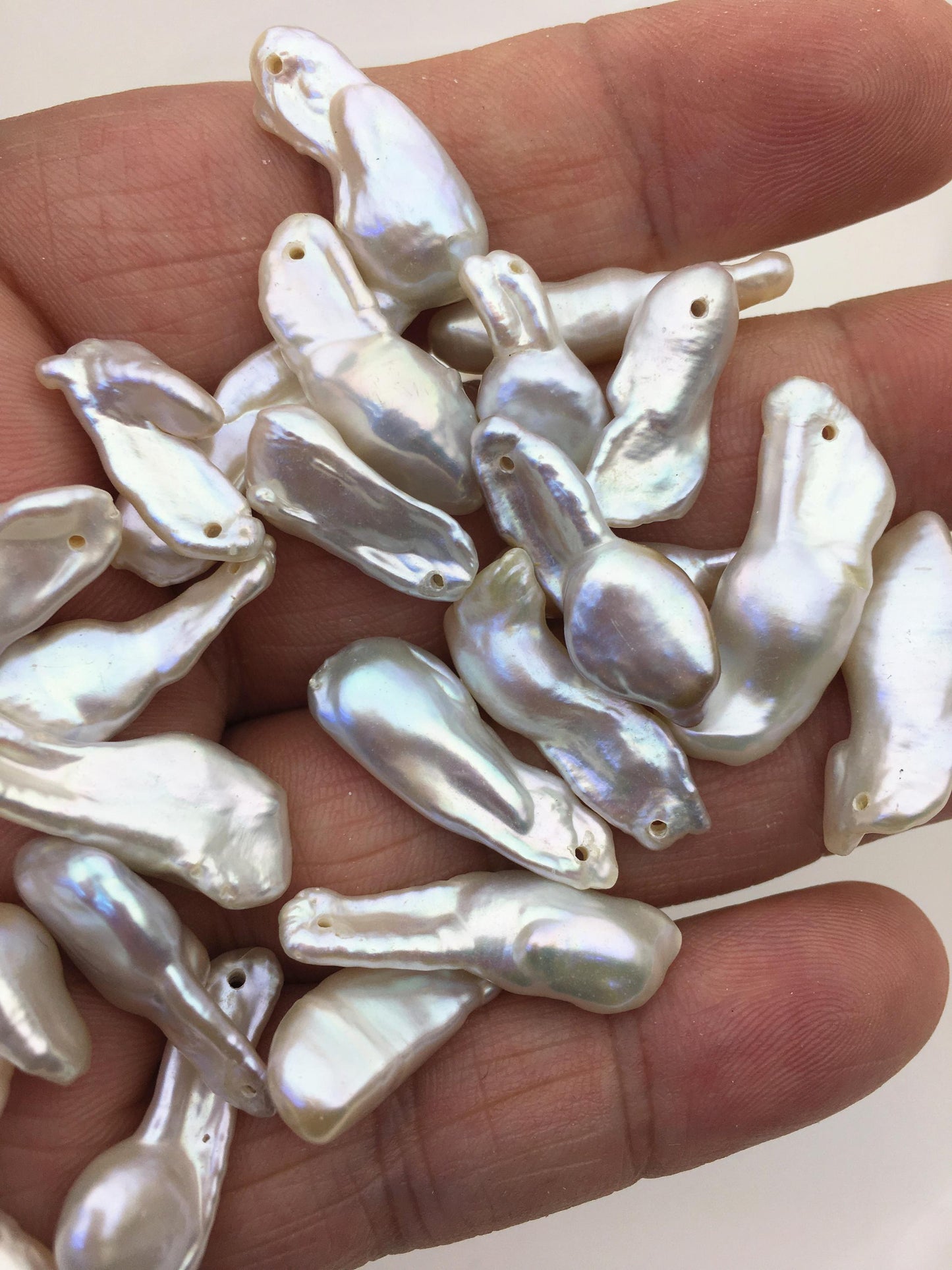 20pcs AAA/AA+ 9-11mm White Keshi freshwater pearls,0.9mm side hole,ZS-128-10