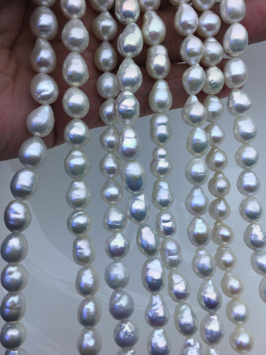 AAA 7-9mm white baroque drop Edison Freshwater Pearl,ED12-2A-5-42