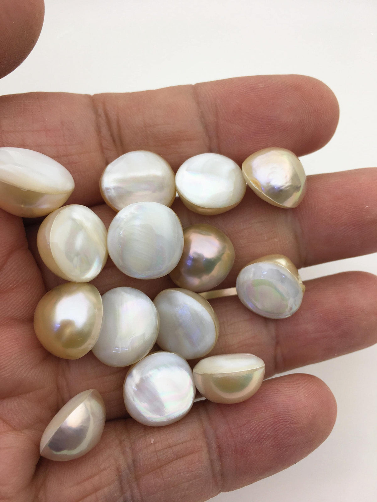 19pcs AAA 12-13mm Baroque Mabe Natural champagne Freshwater Pearls,no hole,MB-T58