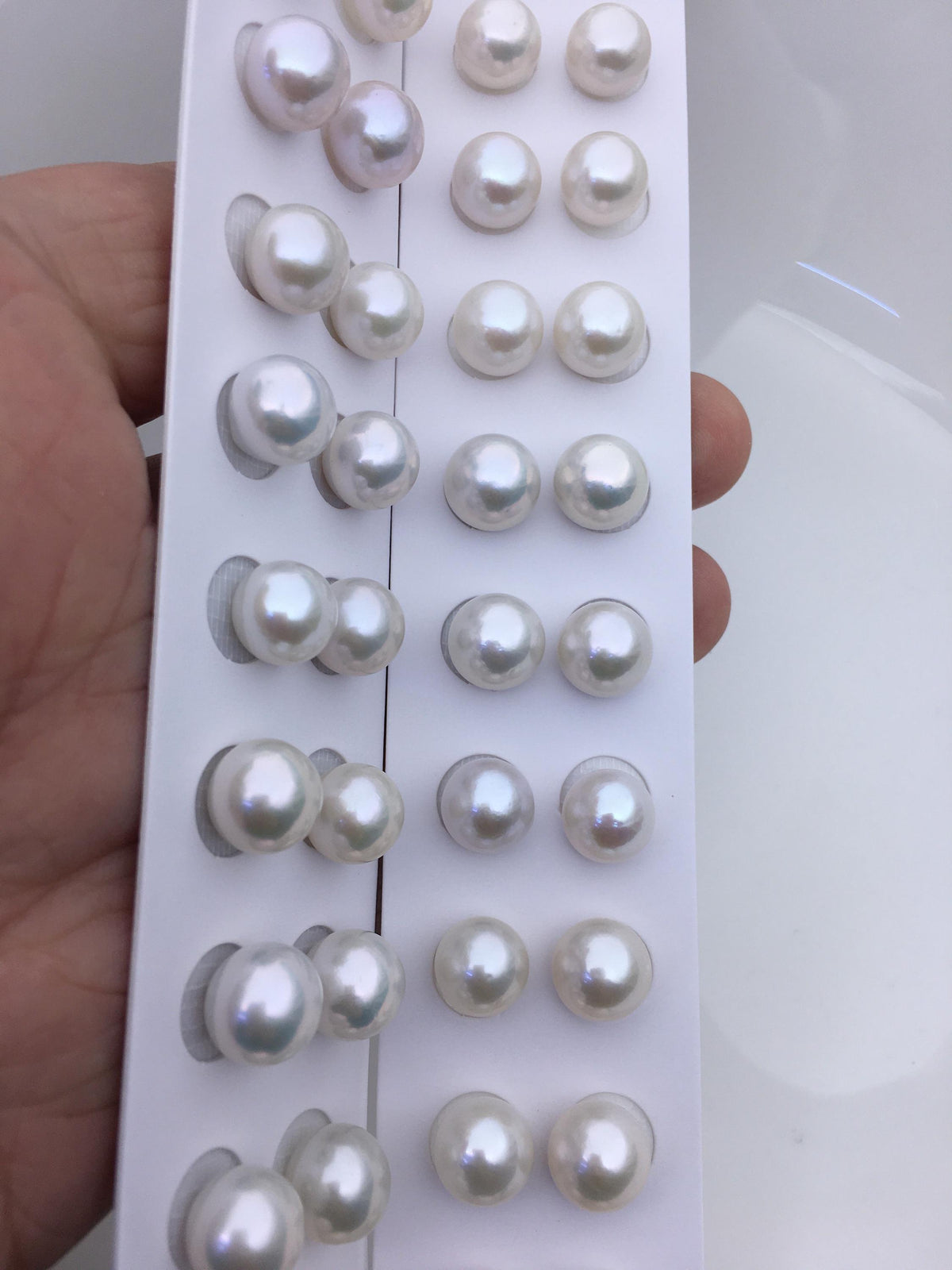 5 pairs AA+ 10-11mm white round freshwater pearls pair,no hole,RP10-3A-7