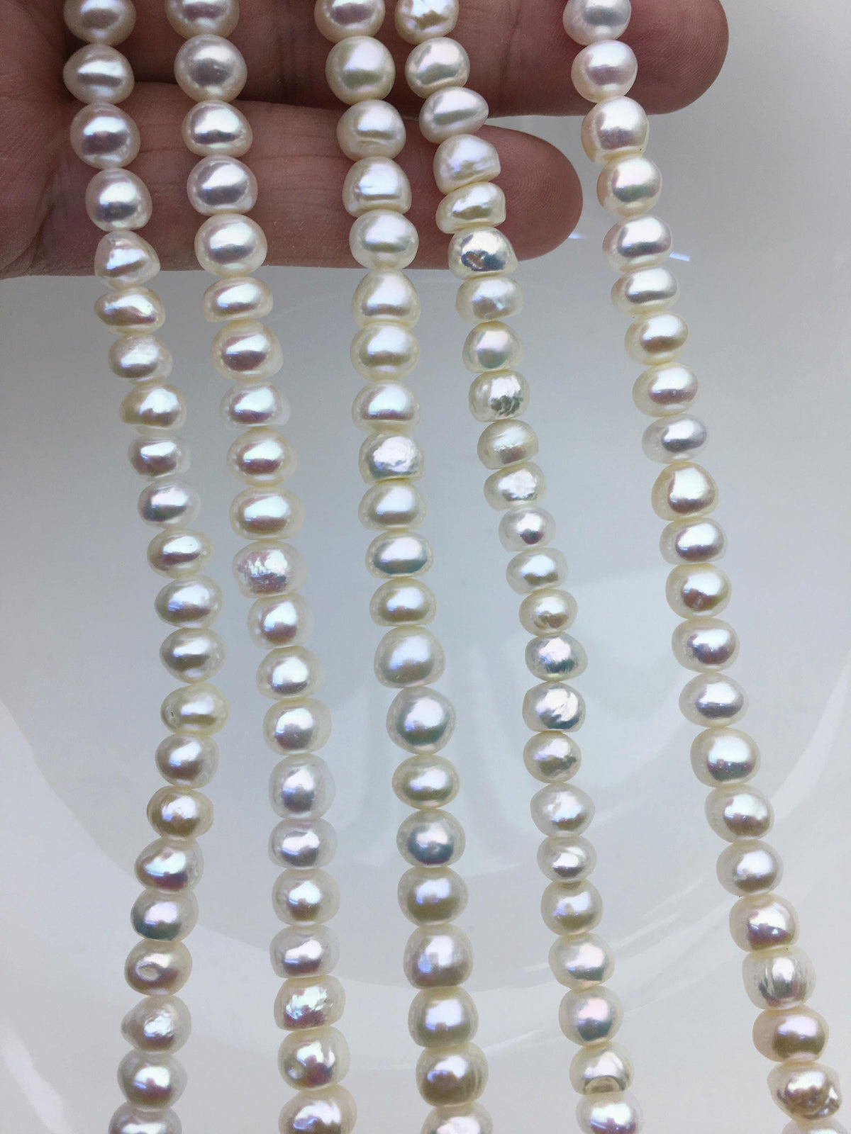 High Luster!AA+ 6.5-7.5mm white button thick skin freshwater pearls,Rondelle pearl Beads strand,loose strands,flat round pearls,SM7-T5