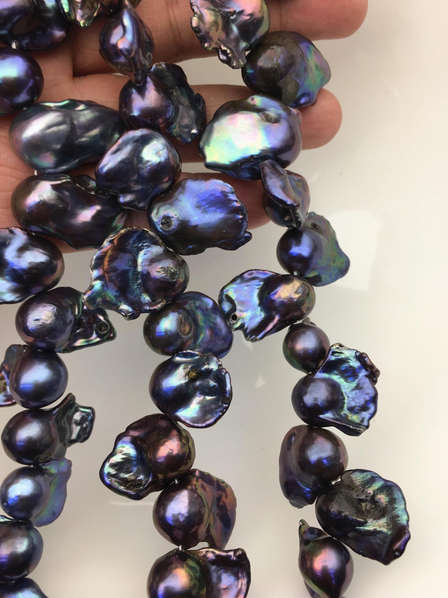 15.5'' A 12-17mm black blue flame ball pearl,FL15-2A-5-33