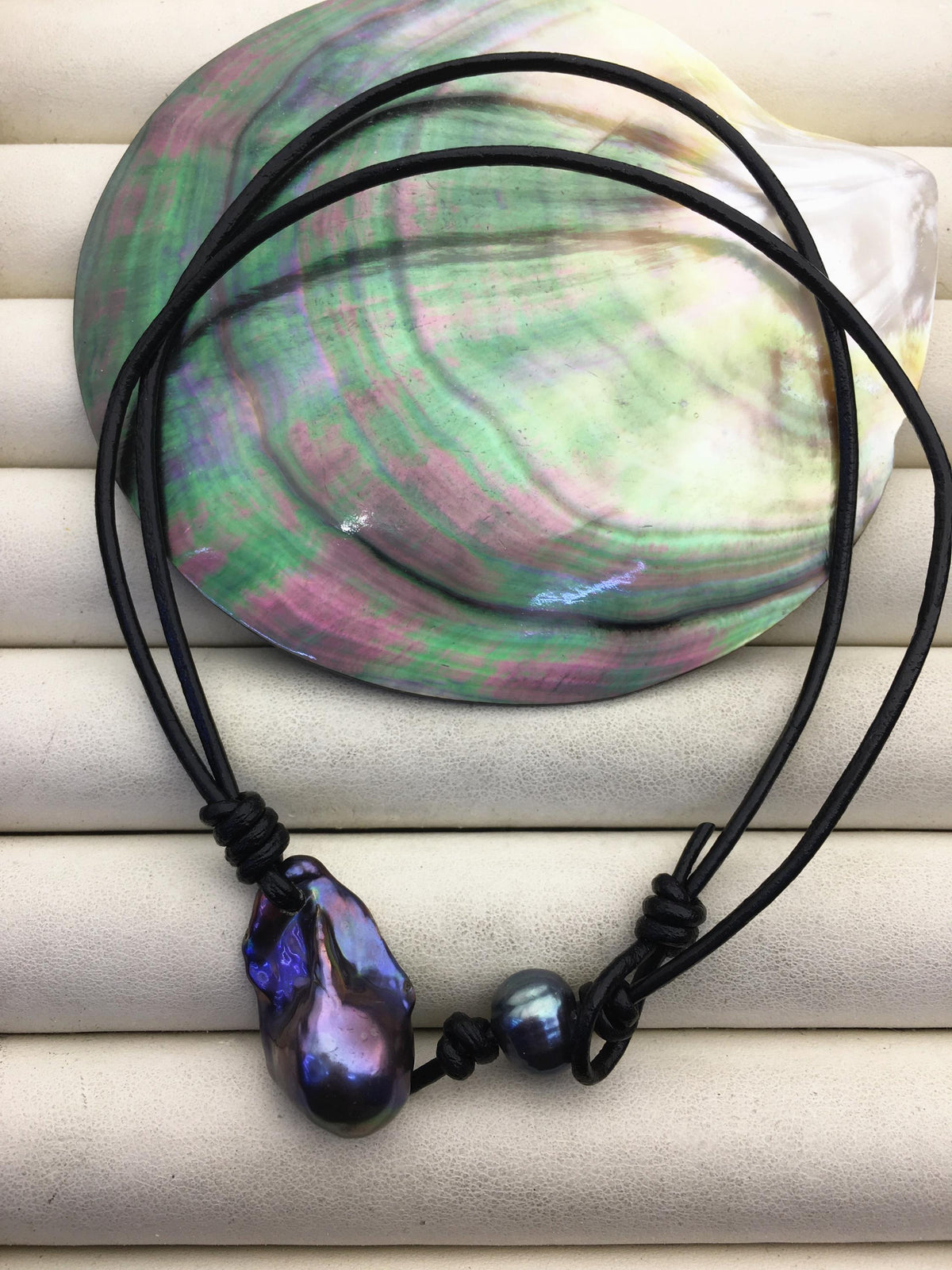 AAA quality Black Blue Baroque Pearl pendant,Le1-078