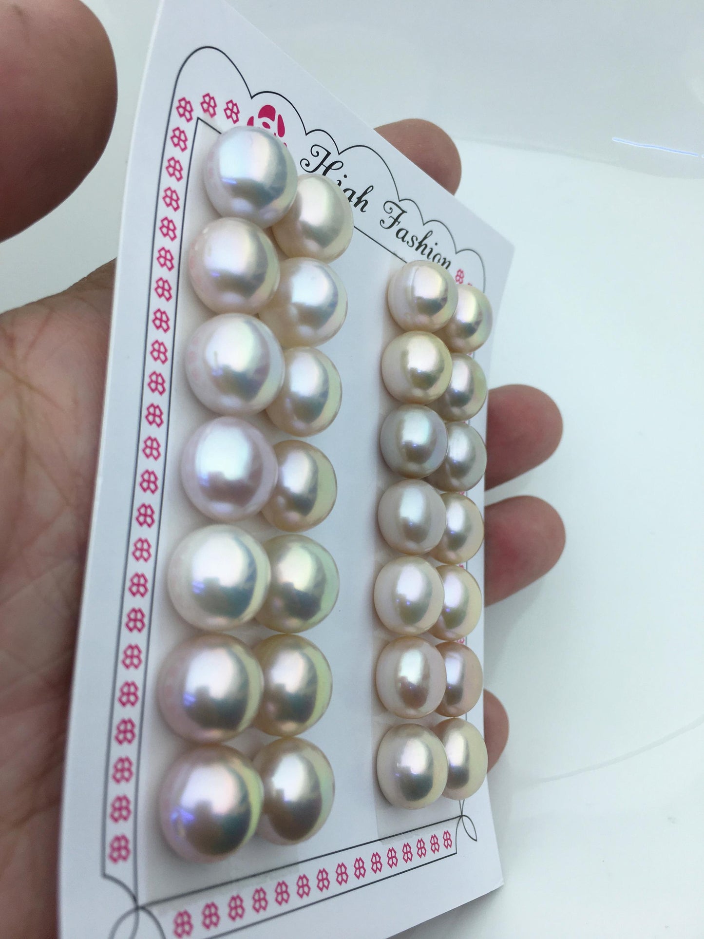 7 pairs AAA 12-12.5mm natural color big button round freshwater pearls pair,BTN12-T1
