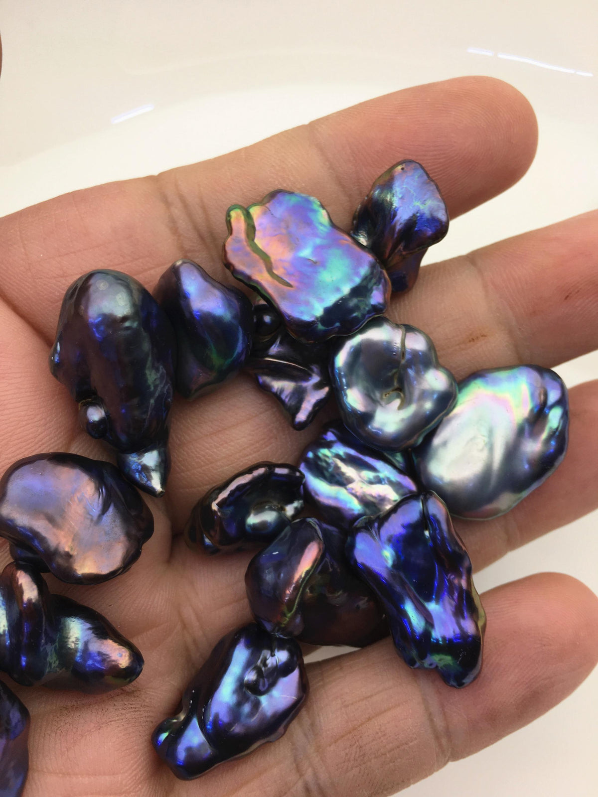 26pcs AA+ 18-21mm black blue green keshi freshwater pearls, no hole,ZS-T50