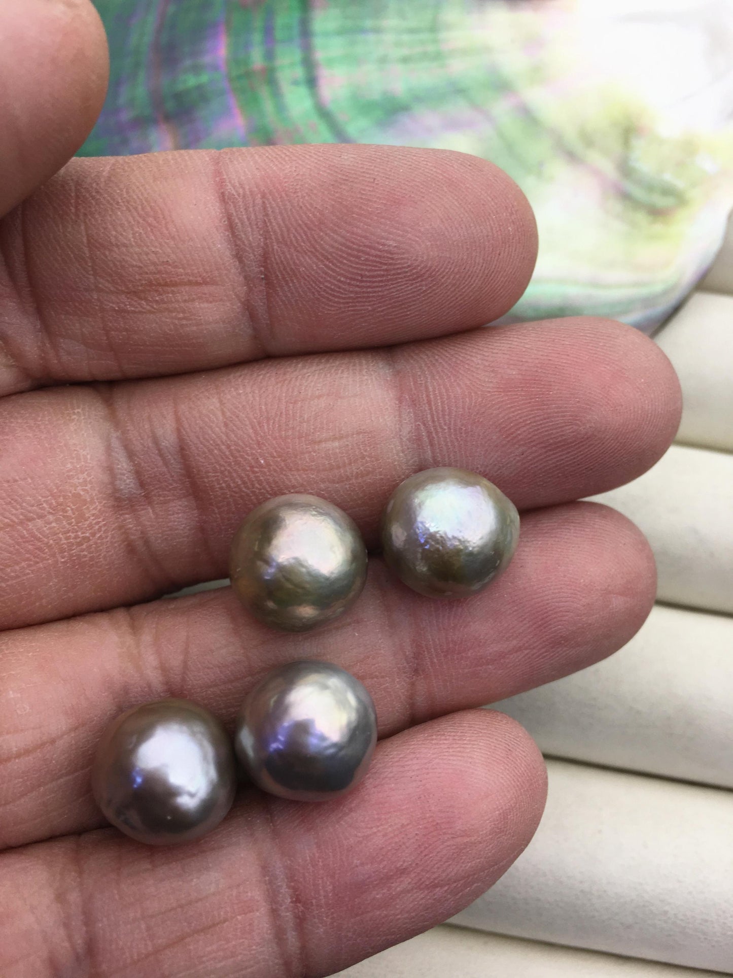 5pairs AAA 11-12mm Gray Bronze baroque edison freshwater pearl Pair,half hole,ED11-3A-2-32