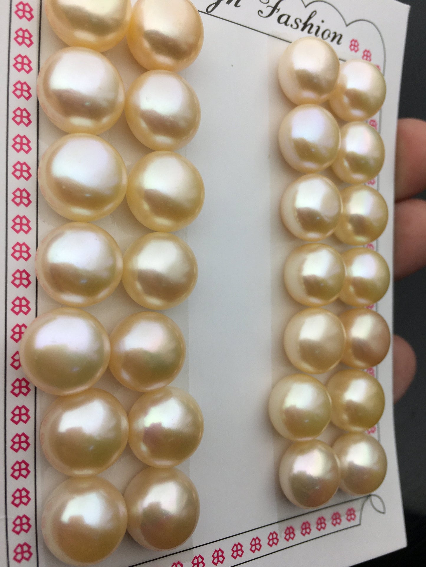 1 pair AAA 12-12.5mm pink big button round freshwater pearls,BTN12-T2