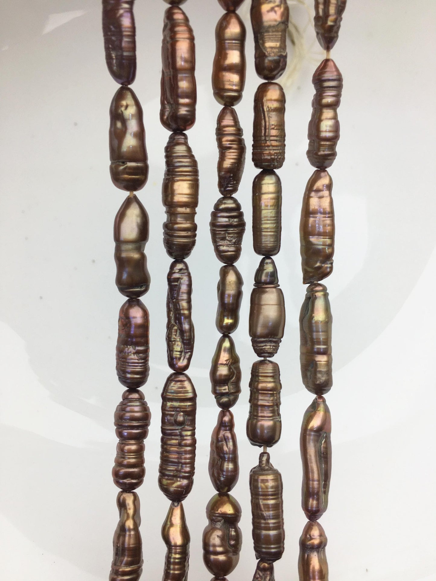 AA 6-7mm red brown toothpick Biwa Pearl Necklace,Genuine Fresh Water Pearl,Wedding Necklace,Mothers Day,ZS-80-10-34