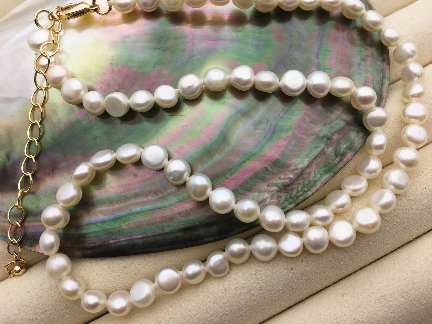 1pc AAA 17+2'' 5-5.5mm White Nugget Pearl necklace,pearl necklace, NPN1-012
