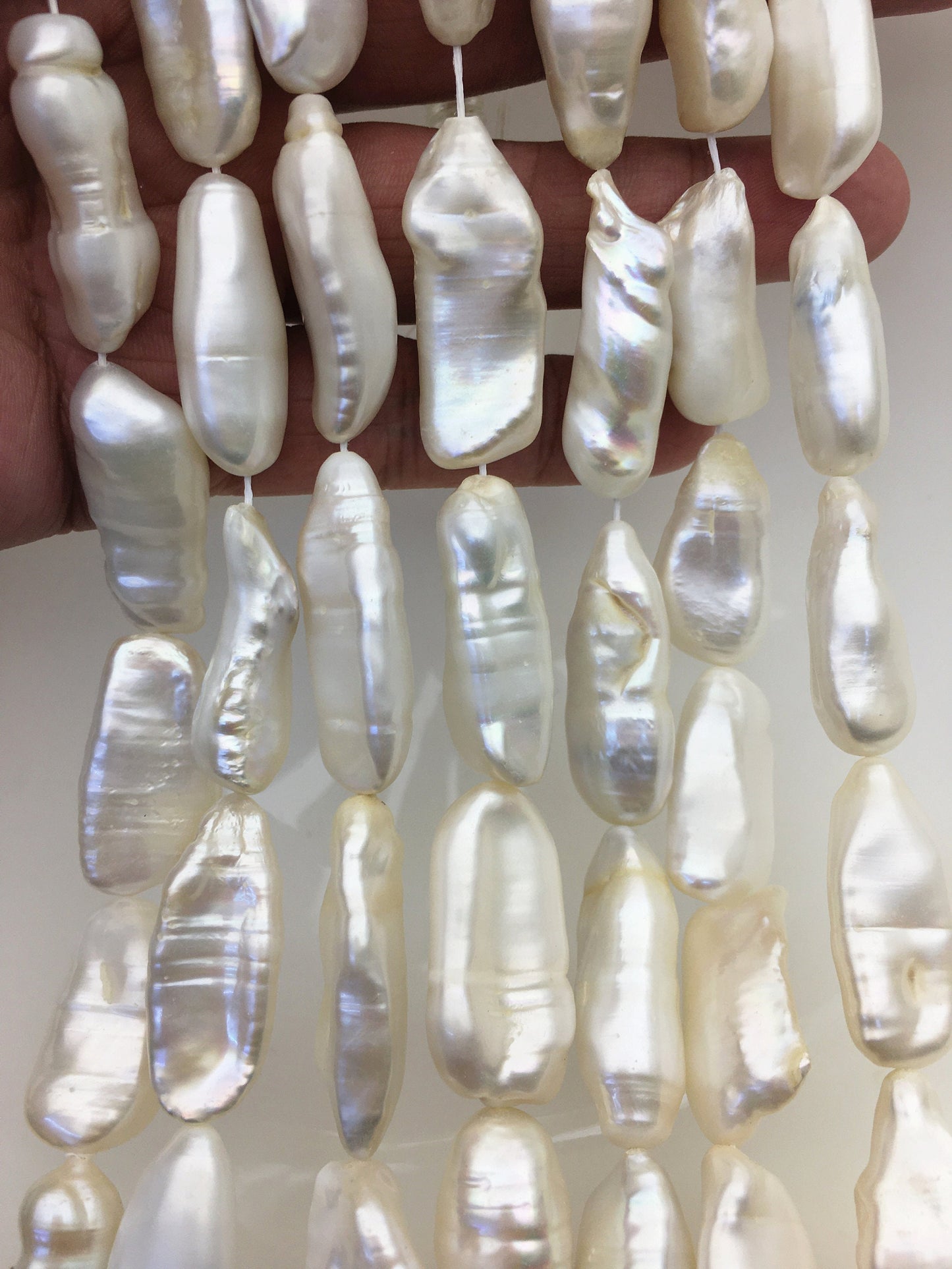 AA 12-14mm White long baroque Freshwater Pearl,ZS-119-26