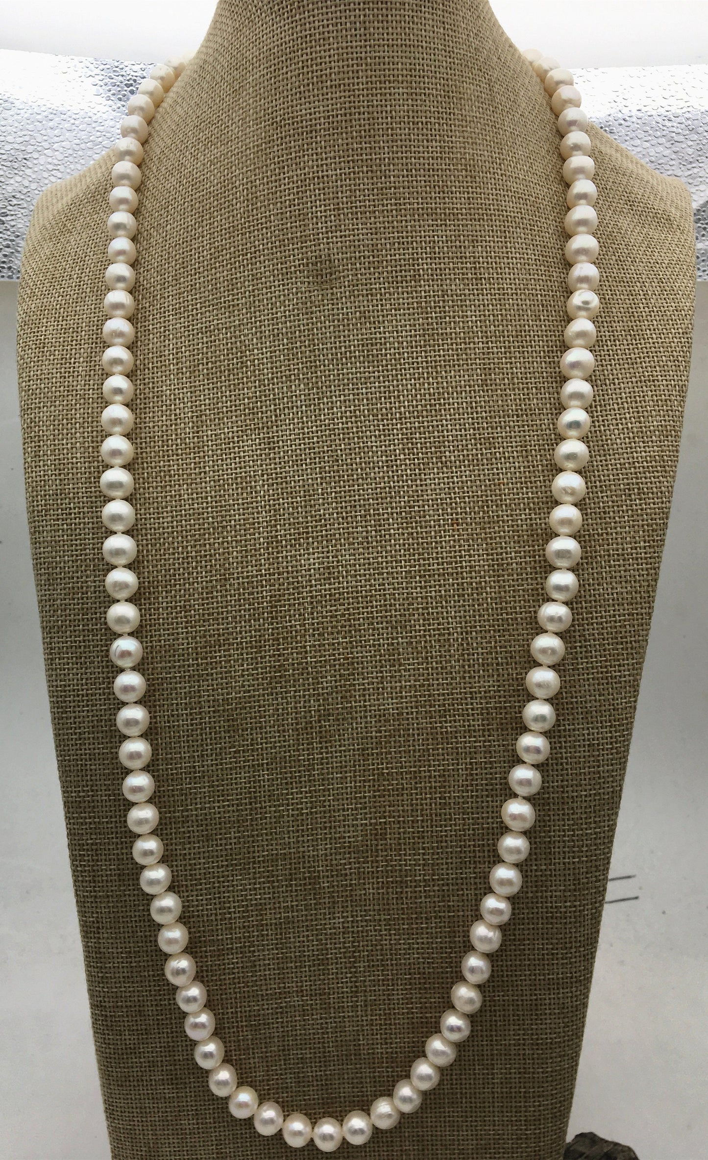 33'' 8-9mm White Potato Freshwater Pearl Necklace,NPN1-130