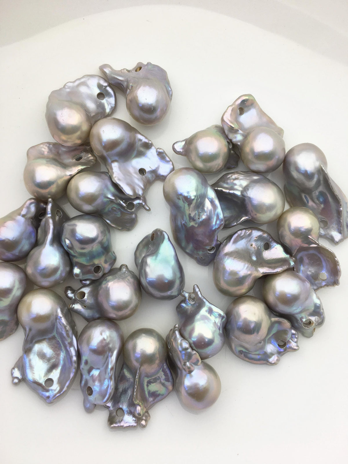 10pcs AA+ 14-17mm big gray flame ball pearl,2.2mm large hole,FL15-T4-40