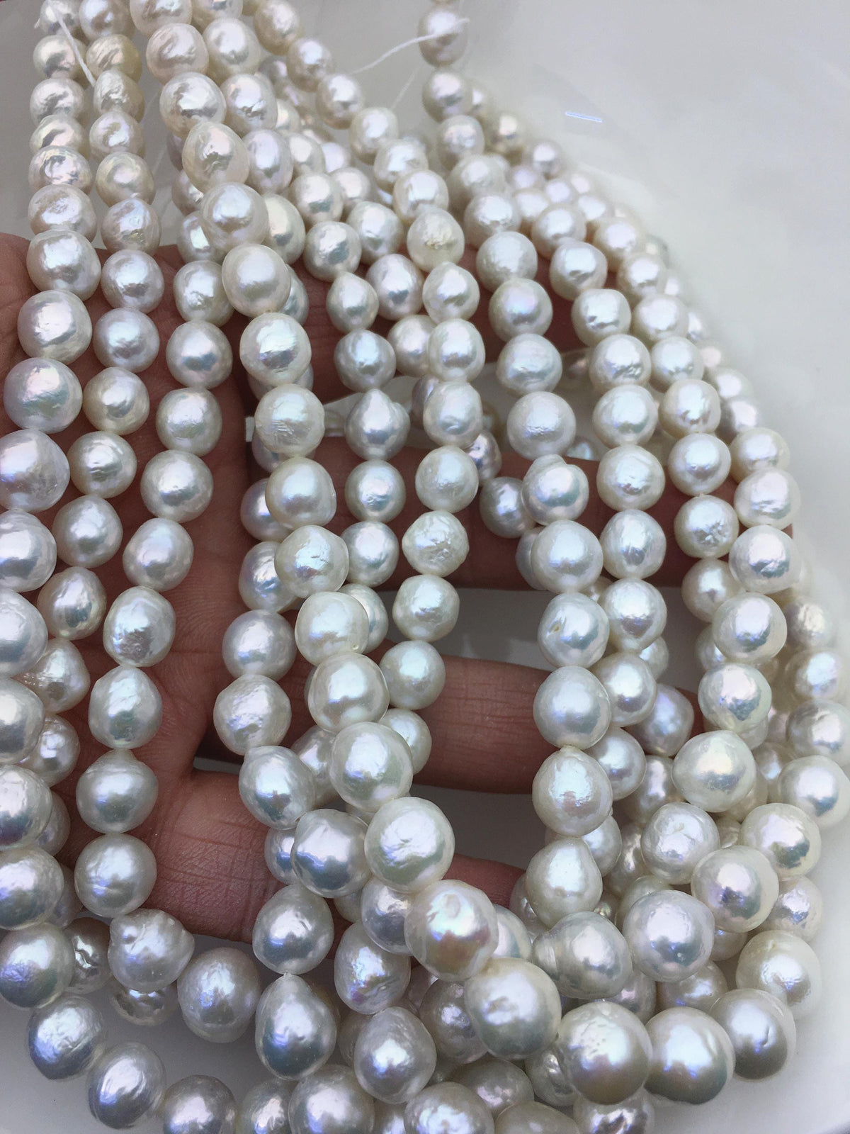 AA+ 8-10mm white baroque near round Edison Freshwater Pearl,ED12-2A-5-47