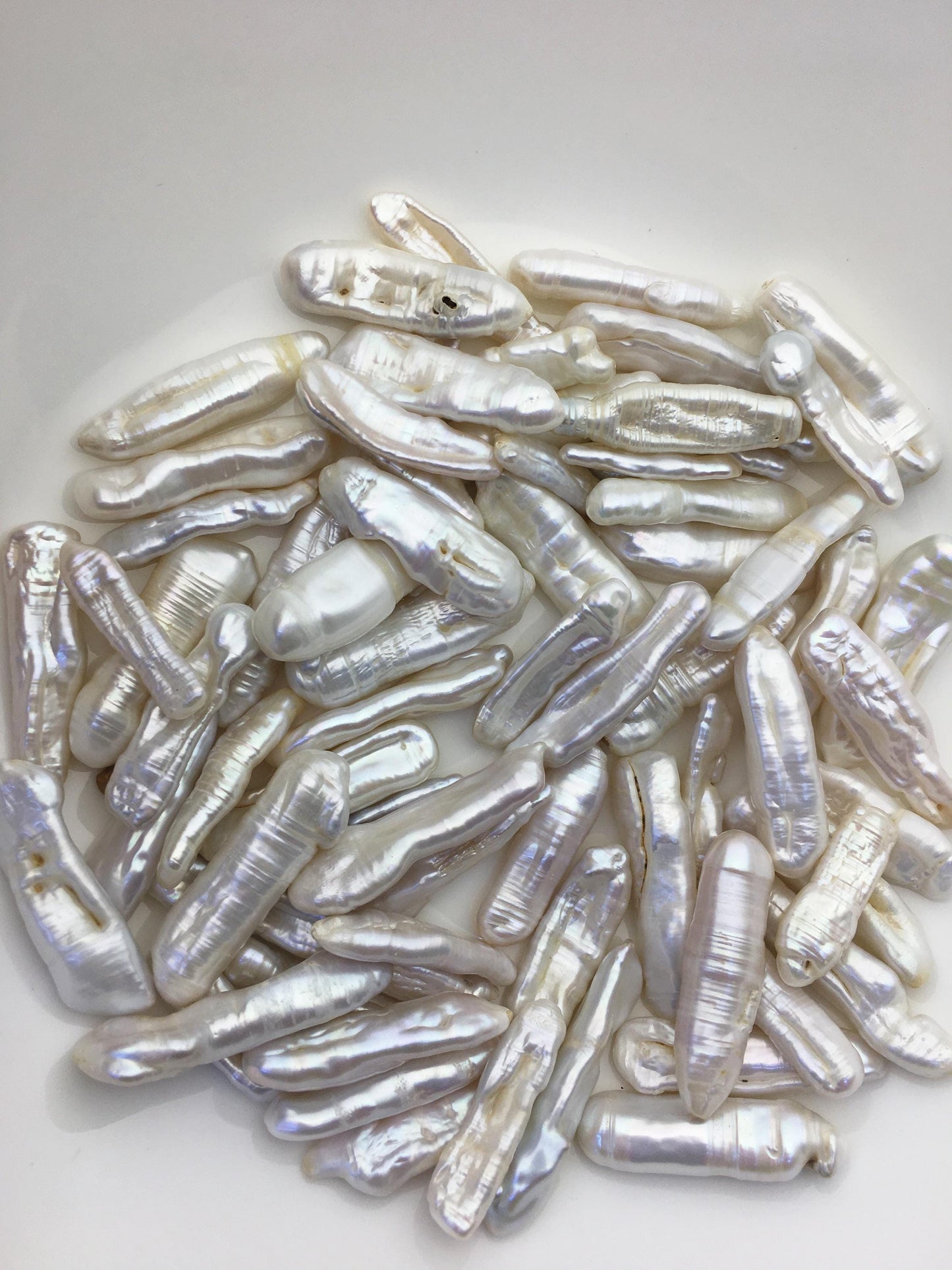 71pcs AA 6-12mm white Toothpick Freshwater Pearls, no hole,ZS-80-T2