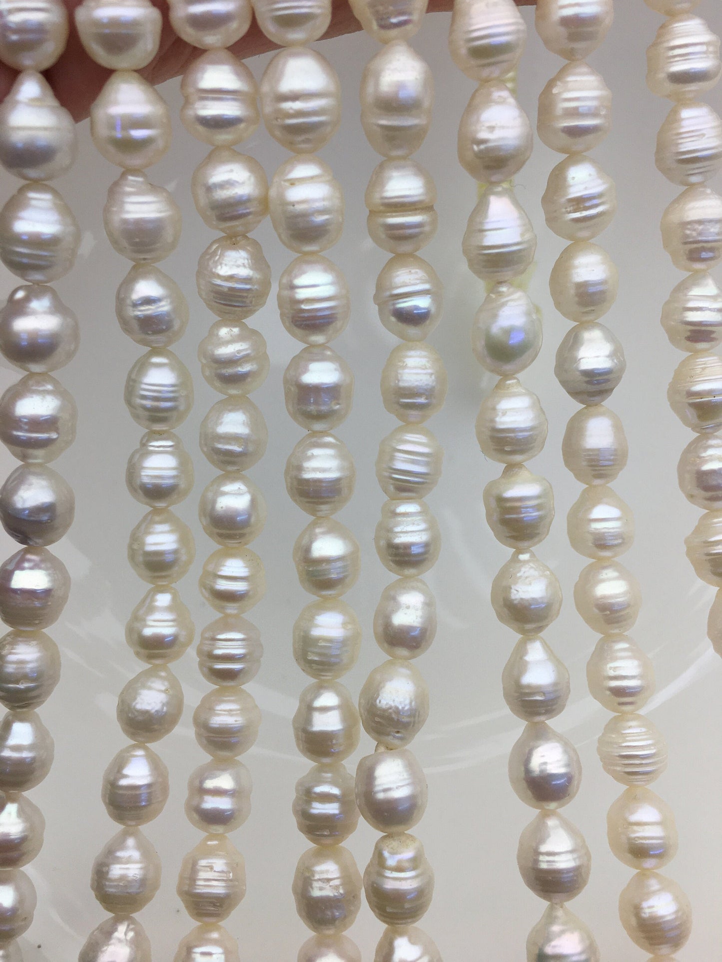 AA 7-8.5mm white baroque Freshwater pearl - full strand - FL10-T8