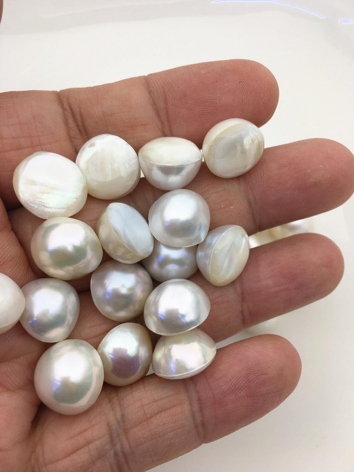 16pcs AAA 13-14mm white Baroque Mabe Freshwater Pearls,no hole,MB-T57