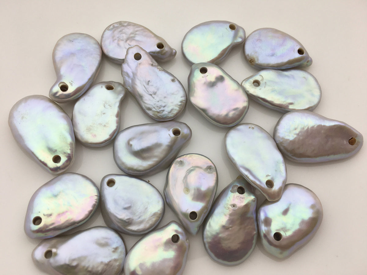 1pc AA+ 17-18mm Big Gray Drop Coin freshwater pearls,2.2mm side hole,COIN17-T1