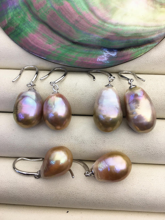 AAA 12-13mm bronze purple drop edison freshwater pearl dangle earrings,sterling sliver dangle earrings,SE3-T9-50