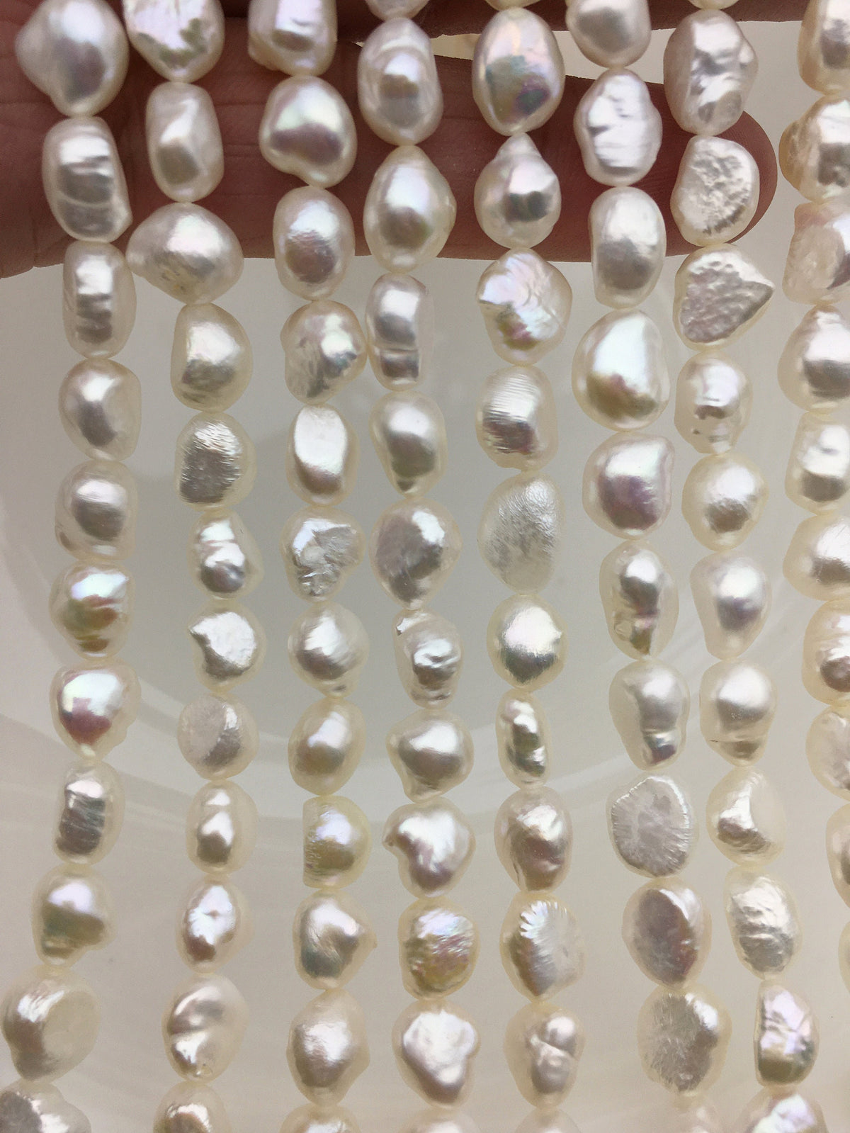High Luster!AA+ 7.4-8.5mm white nugget freshwater pearl,white cultured freshwater nugget pearl bead string,wholesale supply,LM8-2A-3